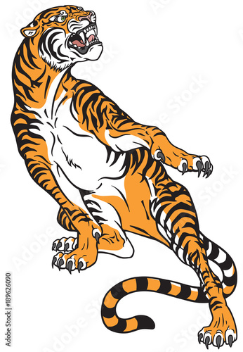 angry tiger . Tattoo style vector illustration