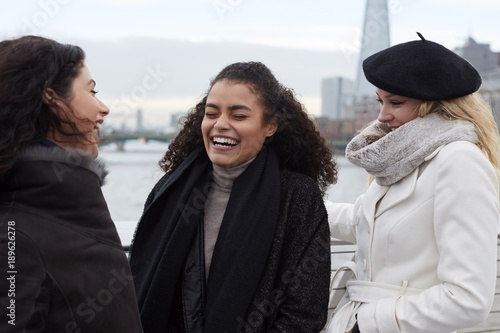 Group Of Young Female Friends Visiting London In Winter