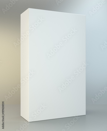 White tall rectangle blank box on studio background. 3D Illustration © mirexon