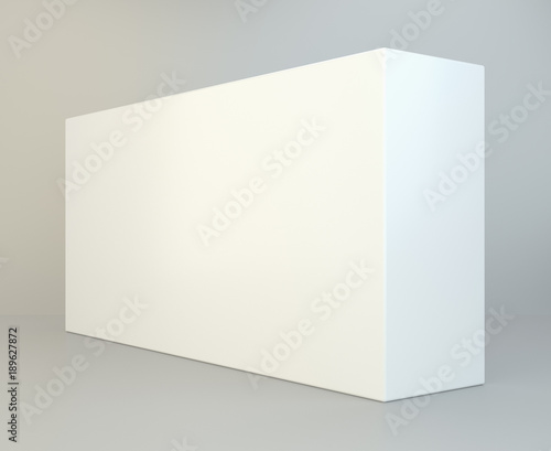 White Product Cardboard Package Box. Illustration Isolated On studio Background. 3D Illustration