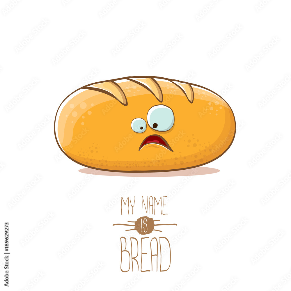 vector funky cartoon cute white loaf of bread character isolated on white background. My name is bread concept illustration. funky food bakery character vector funky cartoon cute white loaf of bread character isolated on white background. My name is bread concept illustration. funky food bakery character