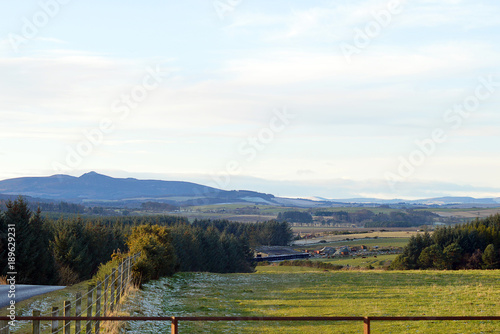 Bennachie  hills across farmland  from Fintray  Aberdeenshire  Scotland in winter