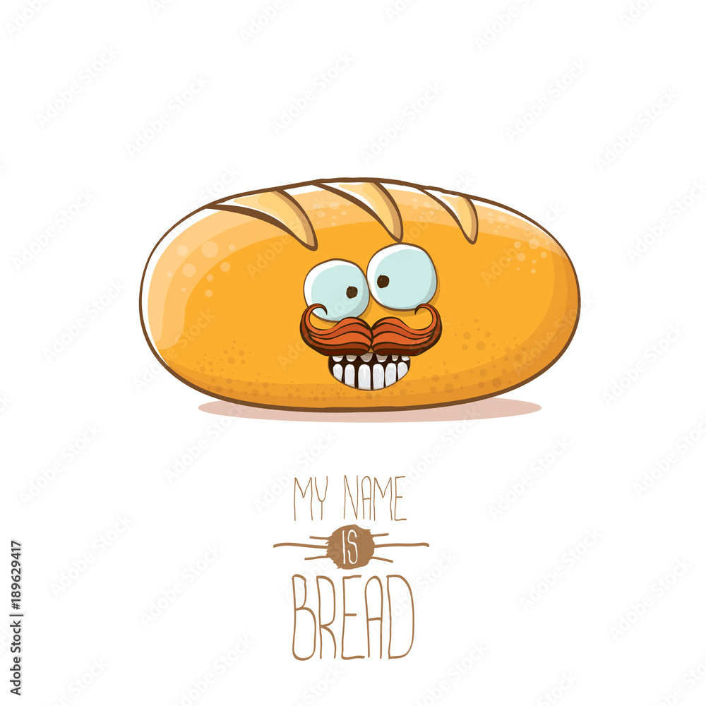 vector funky cartoon cute white loaf of bread character isolated on white background. My name is bread concept illustration. funky food bakery character vector funky cartoon cute white loaf of bread character isolated on white background. My name is bread concept illustration. funky food bakery character