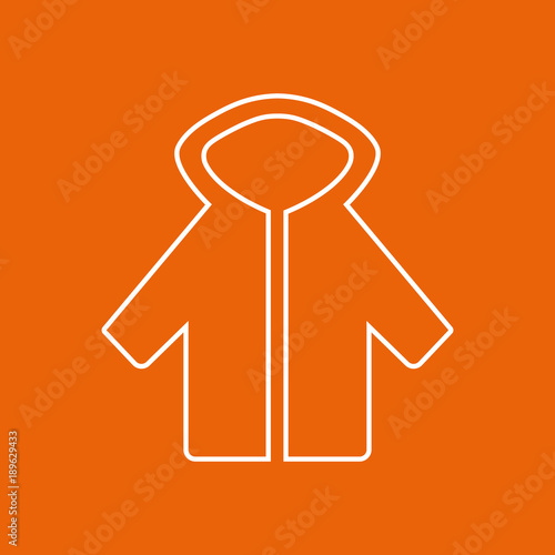 JACKE - Outline - Icon Symbol Piktogramm Bildmarke grafisches Element - Web Druck - Vektor - weiß auf orangen Hintergrund  © radyo