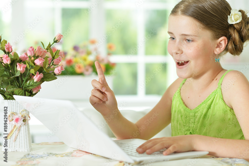 girl using modern laptop