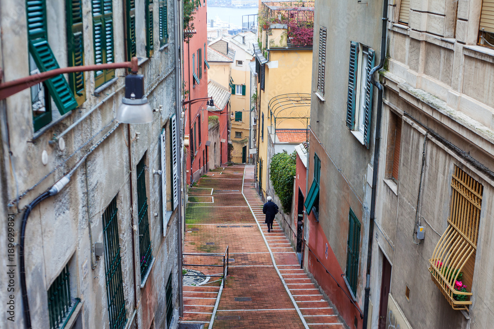Fototapeta premium Pathway in Genoa city, Italy.