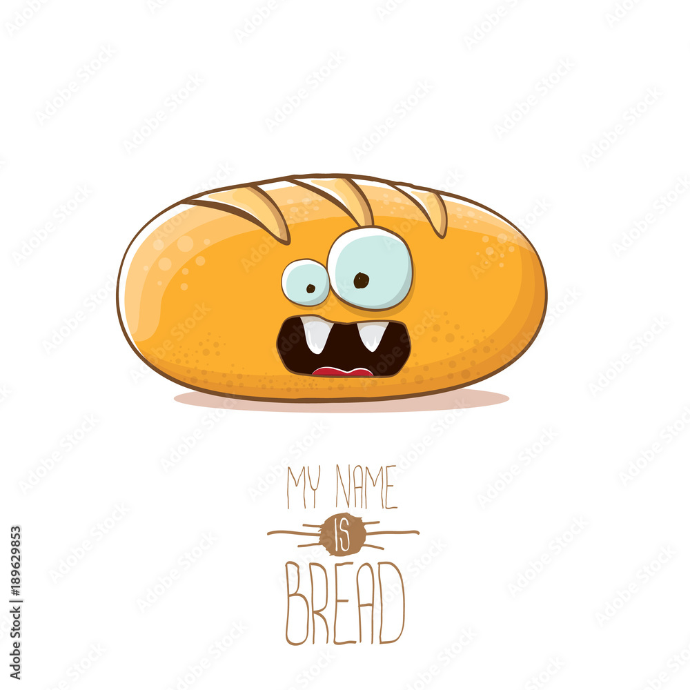 vector funky cartoon cute white loaf of bread character isolated on white background. My name is bread concept illustration. funky food bakery character vector funky cartoon cute white loaf of bread character isolated on white background. My name is bread concept illustration. funky food bakery character