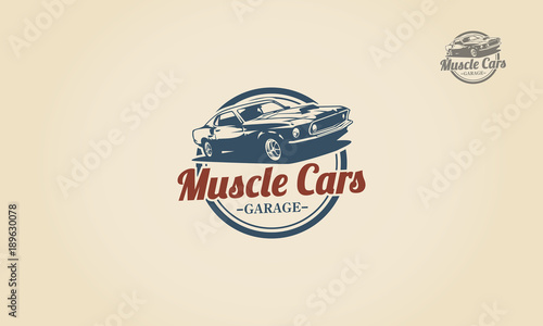 Muscle Car logo template for your company. Vector logo illustration 