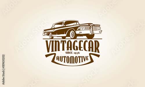 Vintage Car Vector Logo Template with the image of the retro classic car for your company.