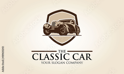 The Classic Car Vector Logo Illustration. Logo template with the image of the classic car for your company.