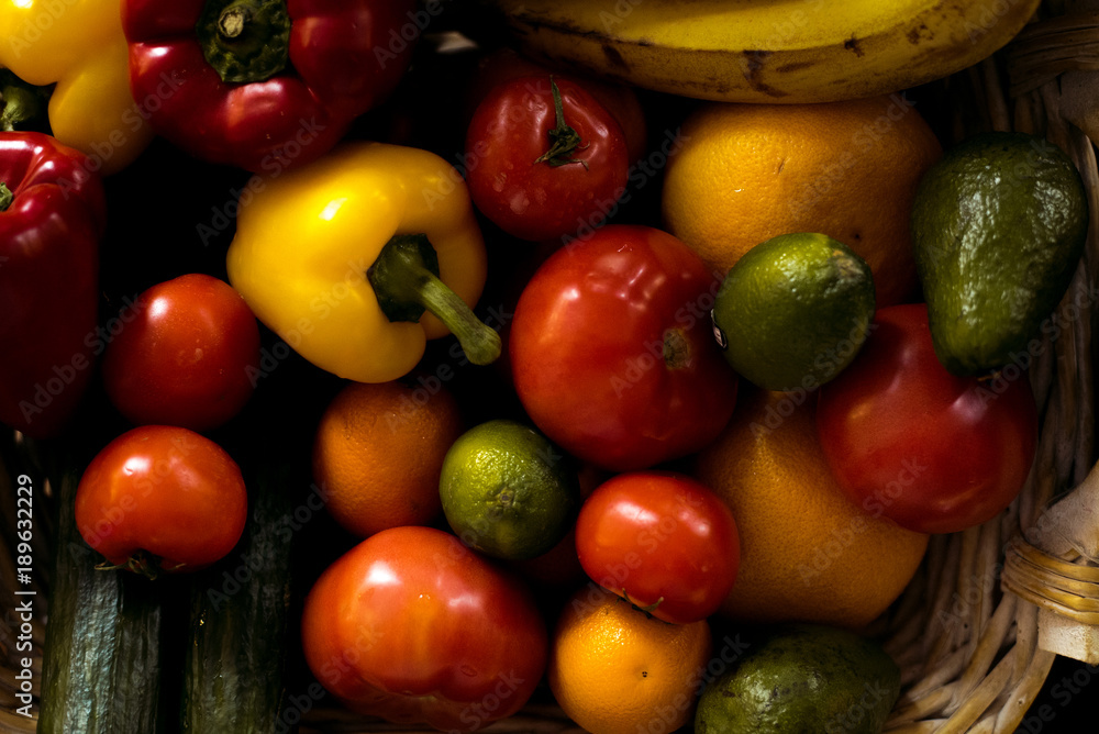 Close-up image from a Kitchen Interior Scene with fruits and vegetables Close-up image from a Kitchen Interior Scene with fruits and vegetables