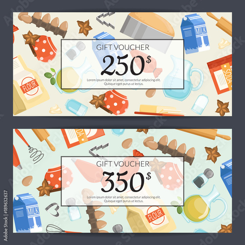 Vector cooking groceries discount or gift card