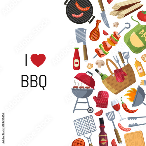 Vector illustration barbecue or grill cooking