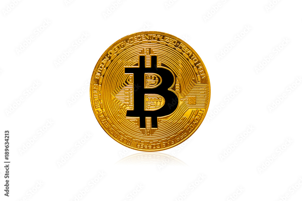 Bitcoin. Gold Bitcoin coin closeup on isolate background Bitcoin. Gold Bitcoin coin closeup on isolate background
