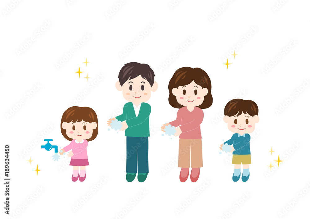 手を洗う家族 風邪予防 インフルエンザ対策 イラスト Stock ベクター Adobe Stock 手を洗う家族 風邪予防 インフルエンザ対策 イラスト Stock ベクター Adobe Stock