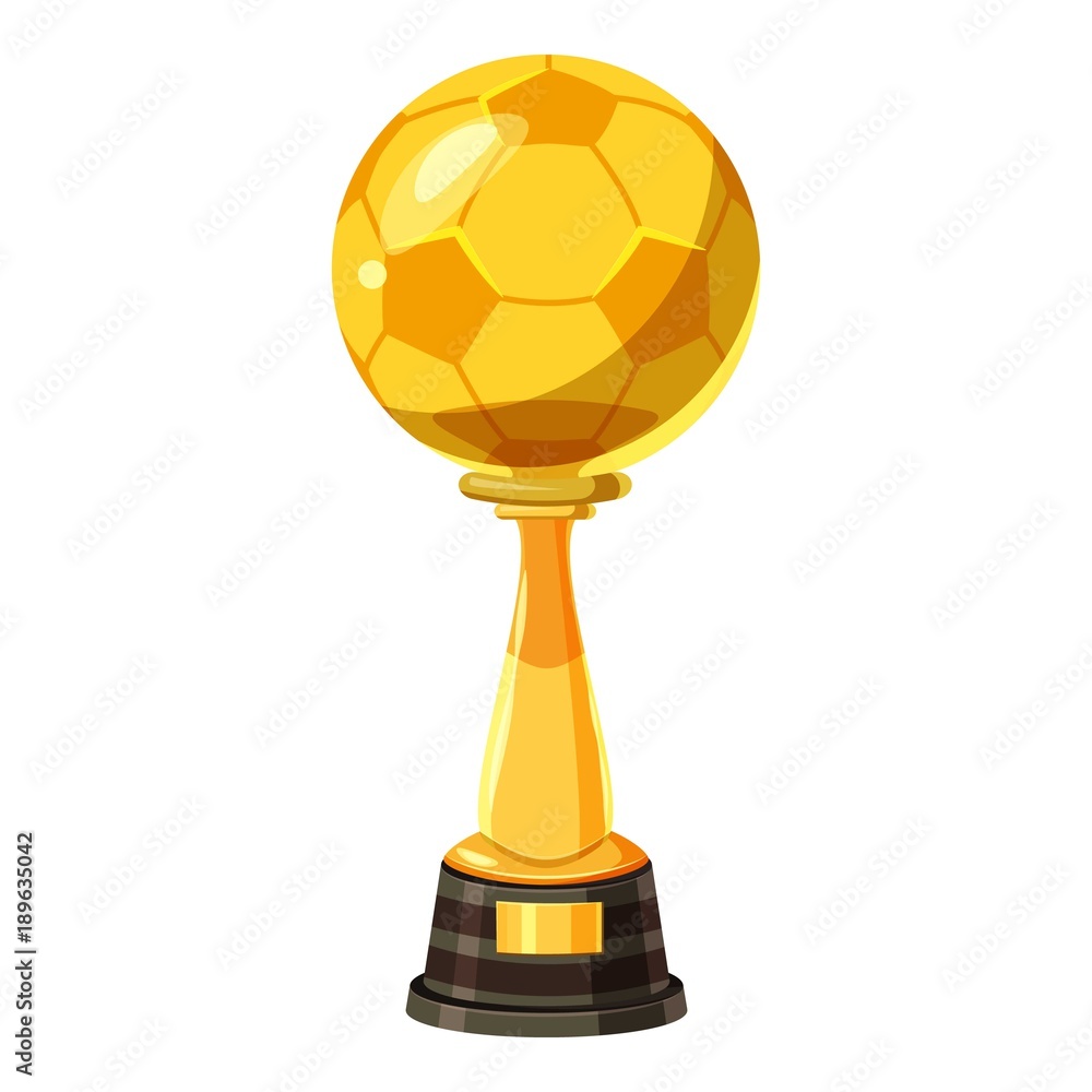 Golden soccer trophy cup icon, cartoon style Golden soccer trophy cup icon, cartoon style
