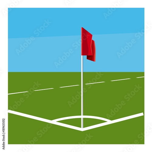 Soccer field corner with red flag icon