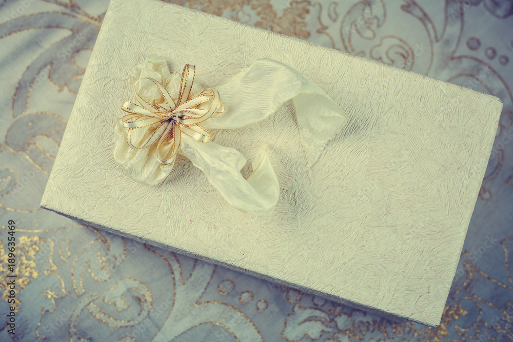 gift box with gold ribbon gift box with gold ribbon
