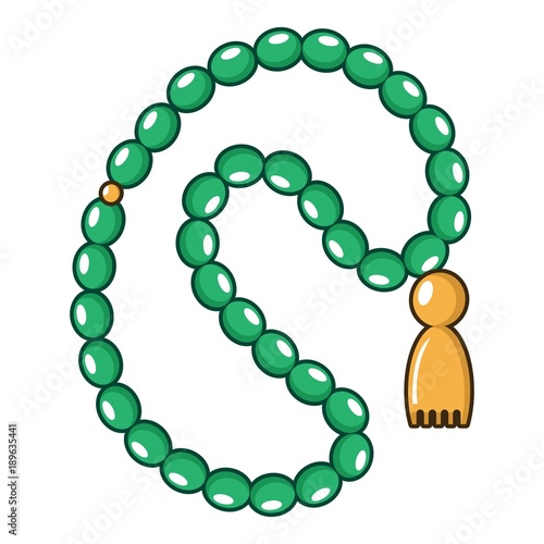Green rosary icon, cartoon style