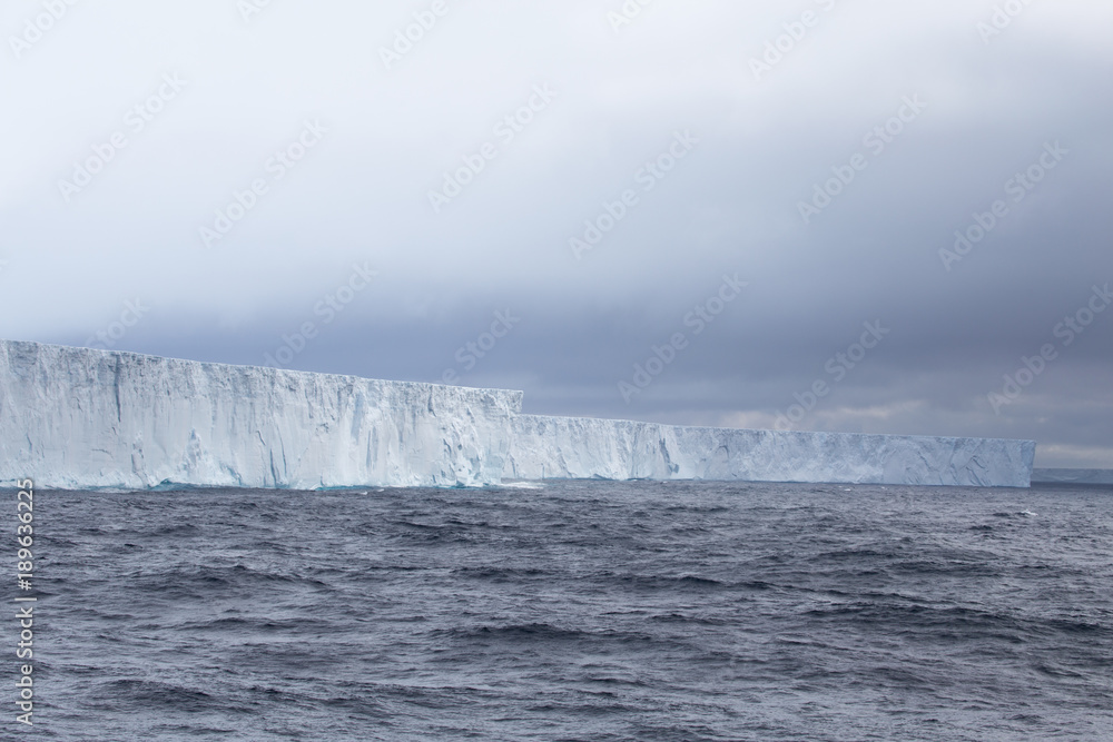 Panorama of Iceberg B-15 the largest iceberg in history with here the largest surviving fragment B-15T, which measures 52 kilometers (32 miles) long and 13 kilometers (8 miles) wide.