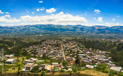 Beautiful landscape of the city surrounding of mountains, to visit municipal dump in a beautiful day, in the city of Quito, Ecuador