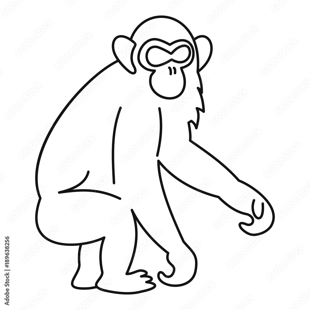 Monkey icon, outline style Monkey icon, outline style