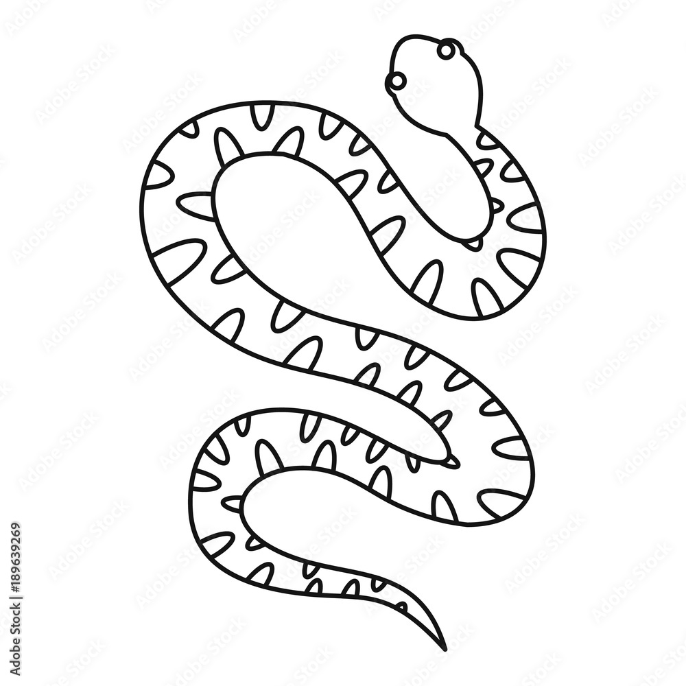 Fototapeta premium Black writhing snake icon, outline style