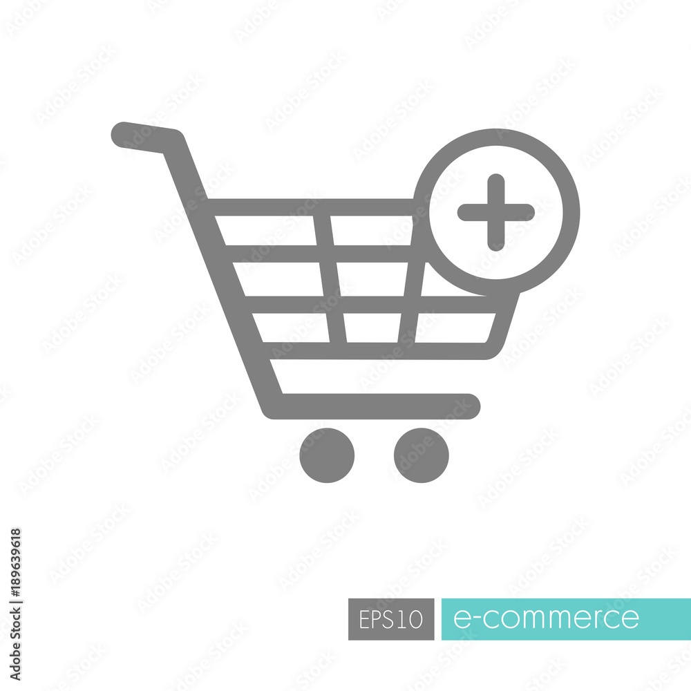 Shopping cart icon with plus sign Shopping cart icon with plus sign