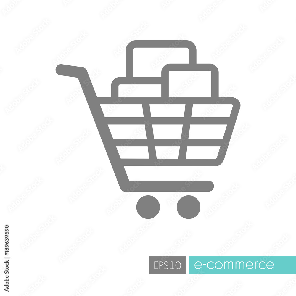 Shopping cart with boxes icon Shopping cart with boxes icon