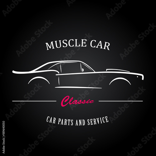 Muscle car silhouette. American classic sports car outlines. Logotype for your company.