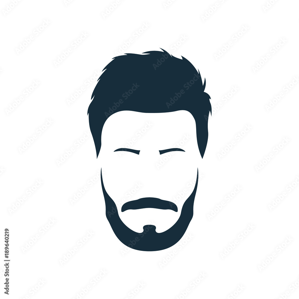 Hipster with trendy modern hairstyle, mustache and beard. Vector illustration.