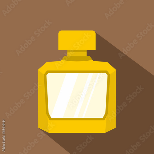 Yellow jar of perfume icon, flat style