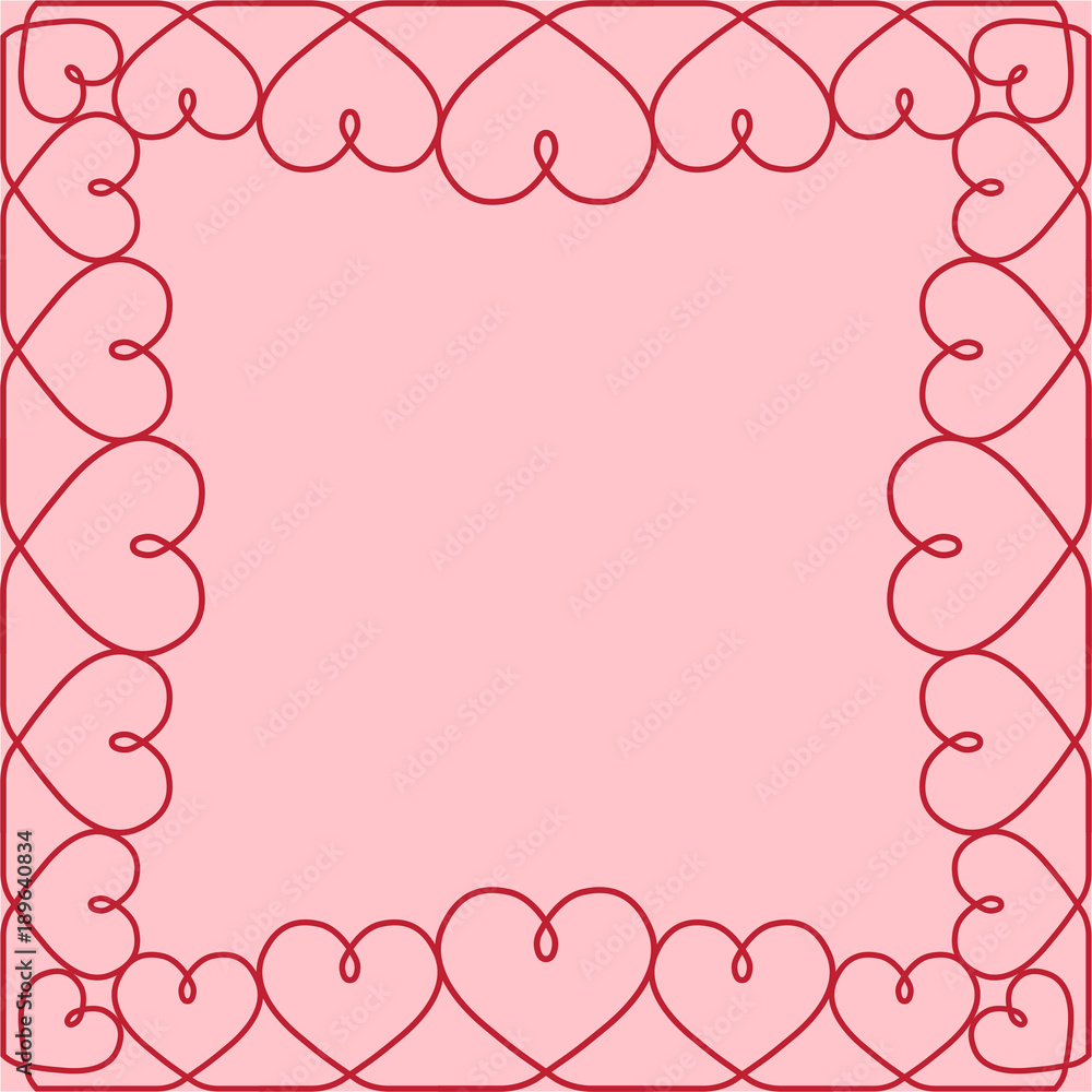 template greeting card Valentine vector hearts one braided line drawing, love template greeting card Valentine hearts