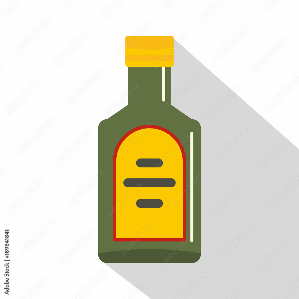 Fototapeta premium Green bottle of whiskey icon, flat style