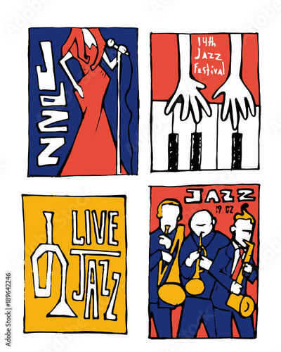 Jazz music festival poster set
