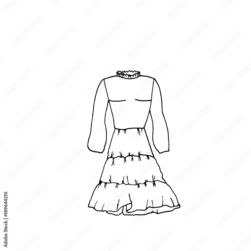 Illustration of clothes. Line drawing of dress
