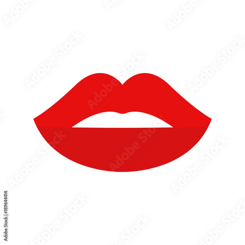 Red lips icon. Simplified flat vector. Woman, girl, lady, kiss female beauty. Lipstick love symbol.
