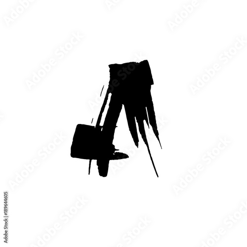 Letter A. Handwritten by dry brush. Rough strokes font. Vector illustration. Grunge style elegant alphabet.