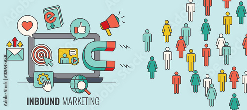 Inbound Header With Magnet Attracting new Leads and Generating Income with the Inbound Marketing