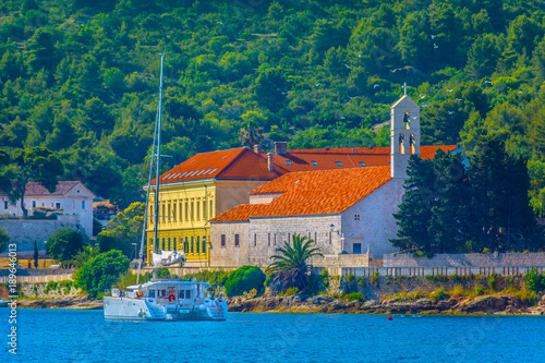 Vis island sailing destination. / Scenic view at sailing destination in summertime, Island Vis colorful seascape.