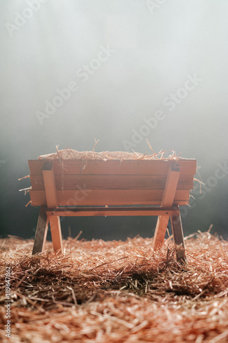 Christmas Manger with Hay