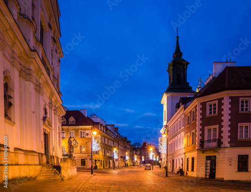 Freta street on the old town in Warsaw, Poland