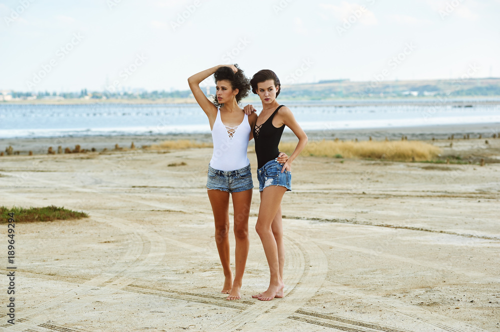 Beautiful young girls in nature