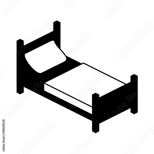 Vector icon single bed.bed for one person in  isometric, bed for an adult with a pillow and a blanket in a flat style bed for interior vector illustration isolated on white background place to sleep