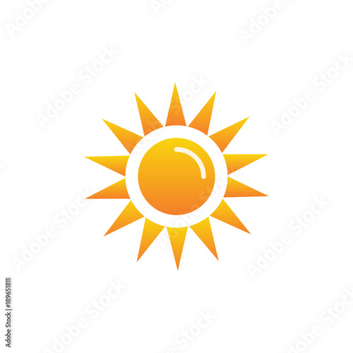 Typical sunshine or sunny icon w rays of sun beating