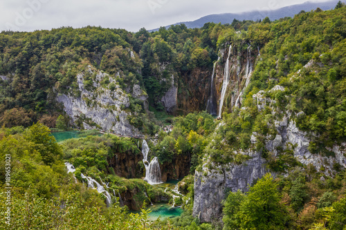 Croatia Plitvice lake, natural travel background, national park