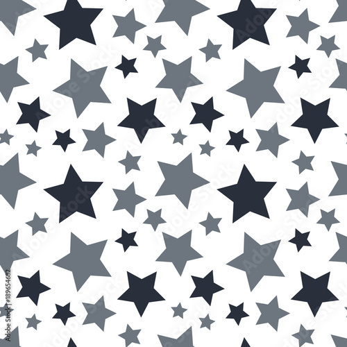 Fototapeta Naklejka Na Ścianę i Meble -  Star seamless pattern. White and grey retro background. Chaotic elements. Abstract geometric shape texture. Effect of sky. Design template for wallpaper,wrapping, textile. Vector Illustration
