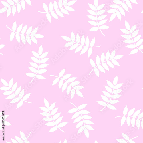 white leaf seamless pattern on pink