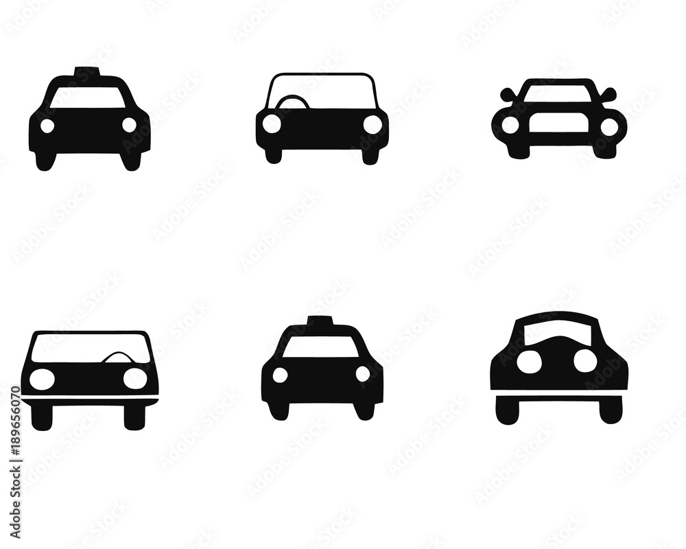 Cars icon set isolated on white background. Different car form. Vector illustration.