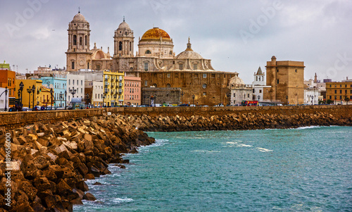 Cadiz, Spain. Seafront Cathedral Campo del Sur photo